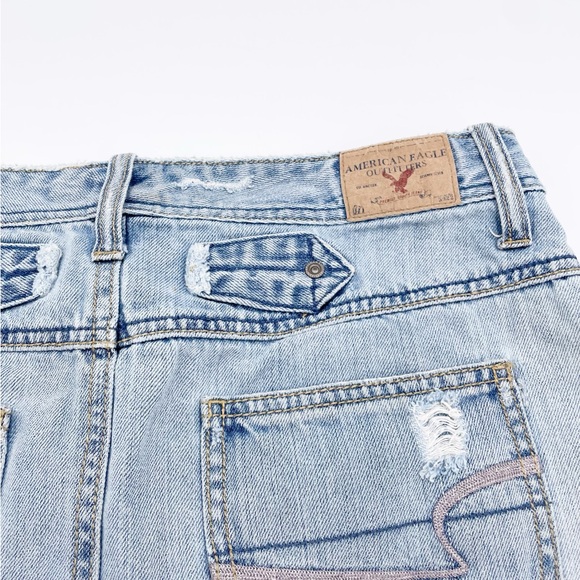 American Eagle Y2K 2000s Distressed Patchwork Denim Micro Mini Skirt Low Rise 6 - Picture 10 of 12